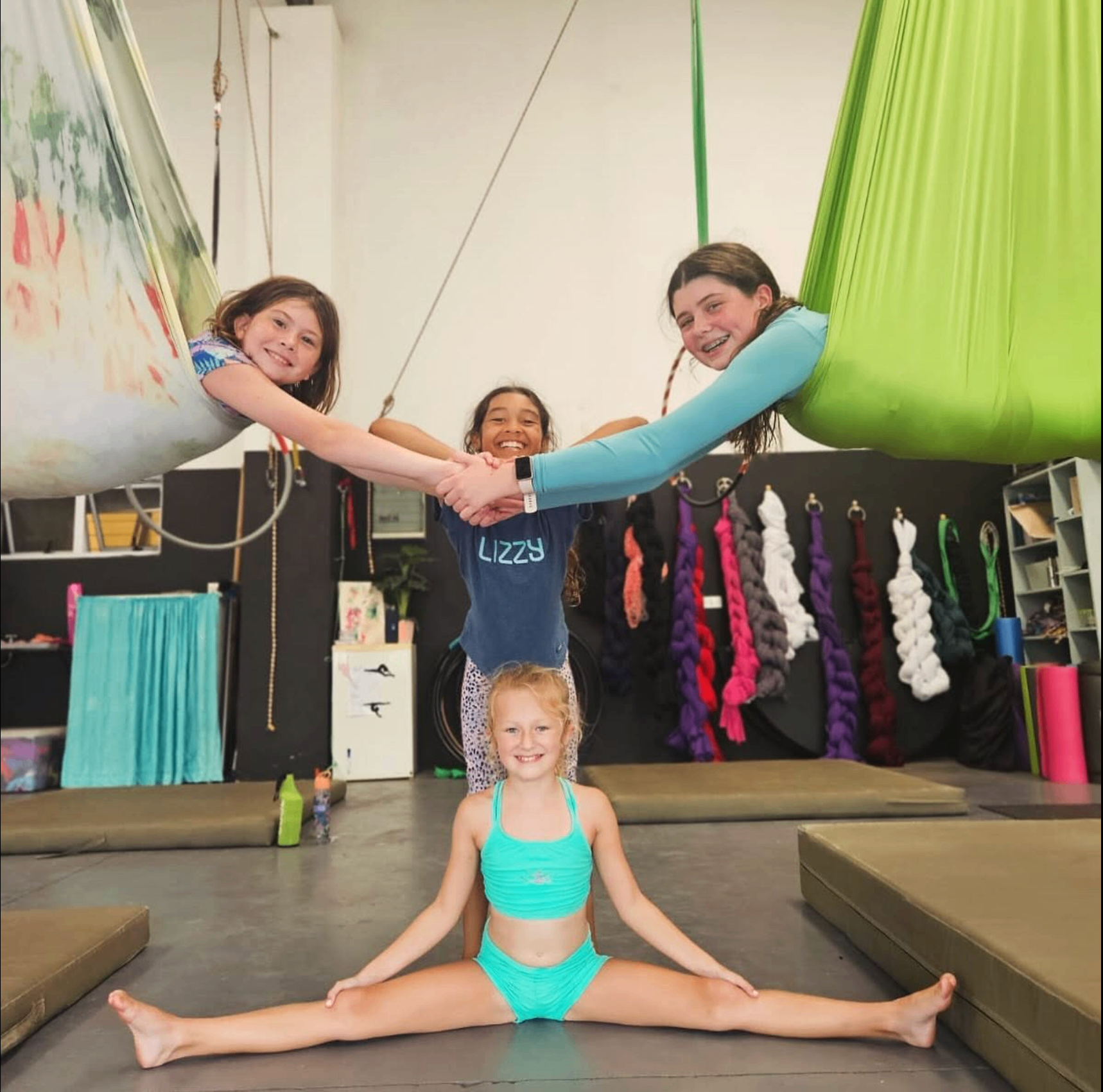 Children together in the Aerial Flow studio — every body is welcome